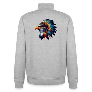 Amerikanischer Indianer Adler Amerikanische Rothaut - Unisex Organic Zip Sweatshirt von Stanley/Stella - Grau meliert - Hinten - AI Model Male 185 light (185cm)