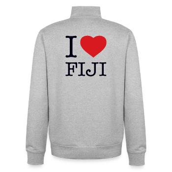 I LOVE FIJI - Unisex Organic Zip Sweatshirt by Stanley/Stella - heather grey - Back - AI Model Male 185 light (185cm)