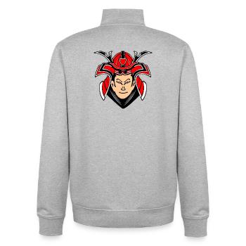 Samouraï avec design de casque - Sweat zippé unisexe en coton bio Stanley/Stella - gris chiné - Dos - AI Model Male 185 light (185cm)