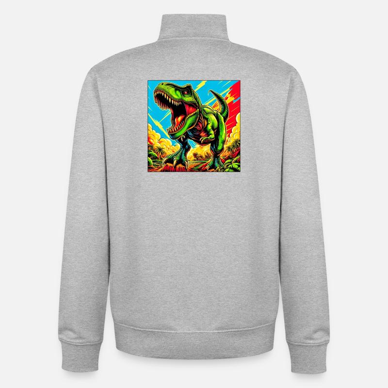 Dinosaurier - Unisex Organic Zip Sweatshirt von Stanley/Stella - Grau meliert