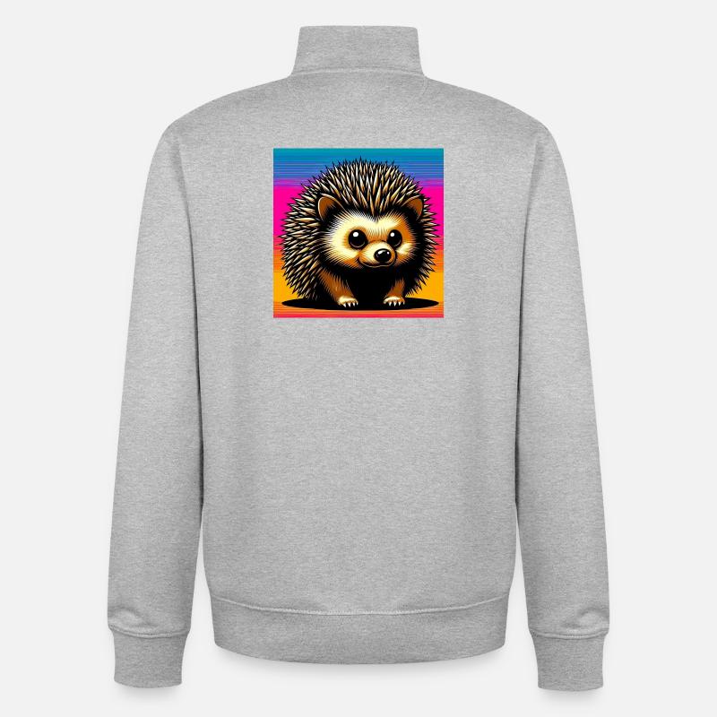 hérisson - Sweat zippé unisexe en coton bio Stanley/Stella - gris chiné