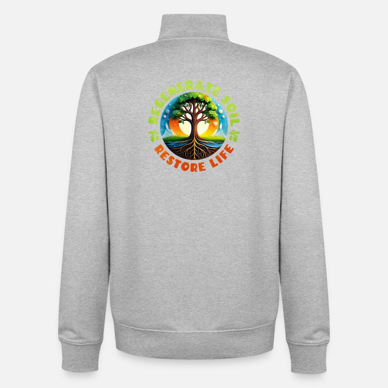 Représentation vivante d'arbres pour la nature - Sweat zippé unisexe en coton bio Stanley/Stella - gris chiné