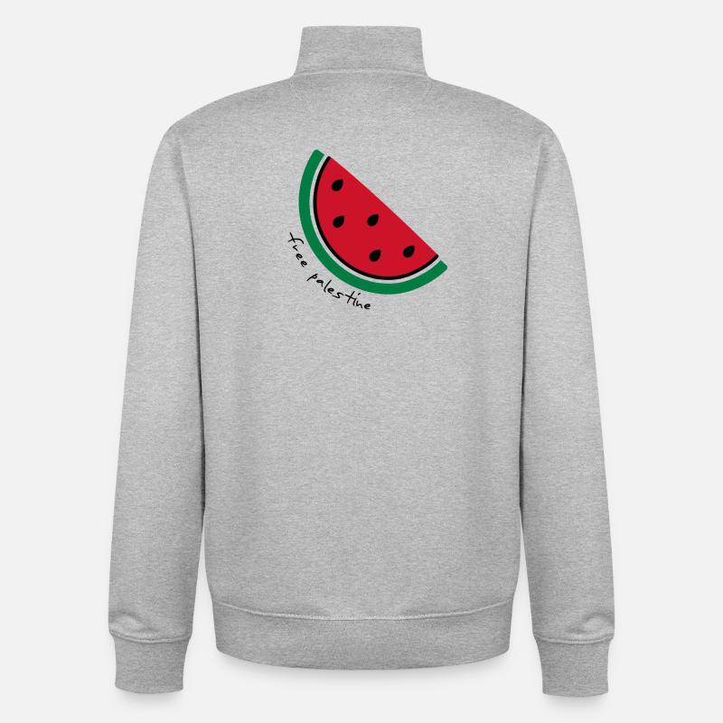 Tranche de pastèque Pop Art - Sweat zippé unisexe en coton bio Stanley/Stella - gris chiné