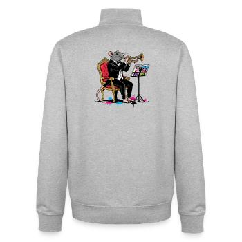 Jazzrat in tuxedo trumpet - Unisex Organic Zip Sweatshirt by Stanley/Stella - heather grey - Back - AI Model Male 185 light (185cm)