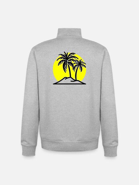Palm Tree Symbol Beach Island - Unisex Organic Zip Sweatshirt by Stanley/Stella - heather grey