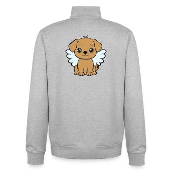 Chien avec des ailes - Sweat zippé unisexe en coton bio Stanley/Stella - gris chiné - Dos - AI Model Male 185 light (185cm)