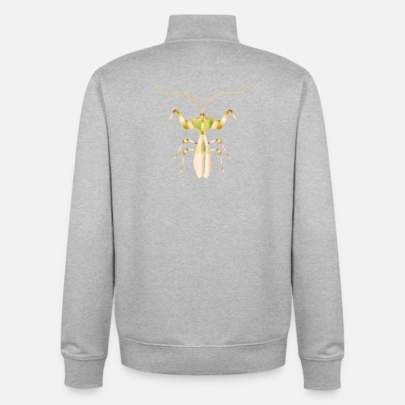 Golden Tropical Insect–Exotic Devil Flower - Unisex Organic Zip Sweatshirt by Stanley/Stella - heather grey