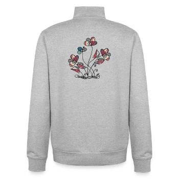 Fleur - Sweat zippé unisexe en coton bio Stanley/Stella - gris chiné - Dos - AI Model Male 185 light (185cm)
