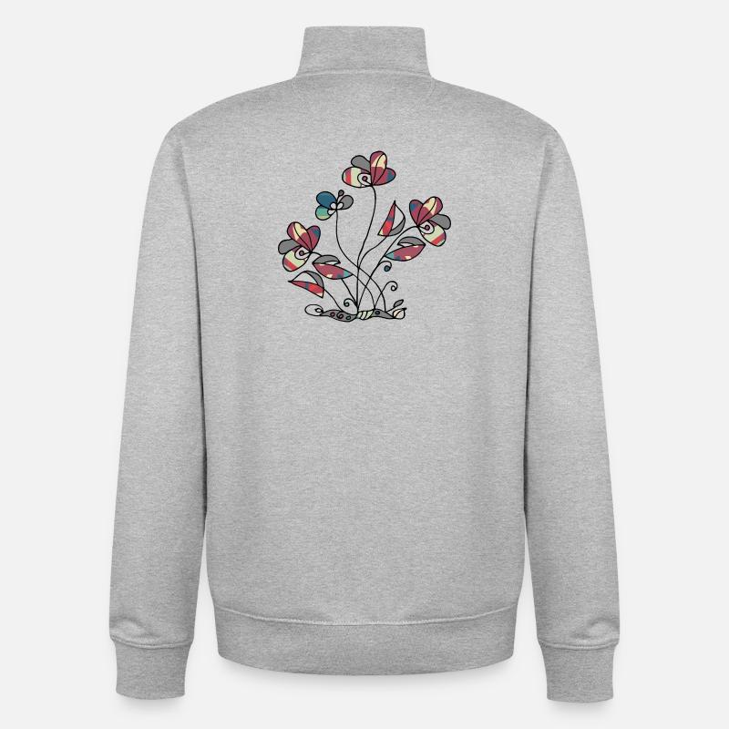 Fleur - Sweat zippé unisexe en coton bio Stanley/Stella - gris chiné