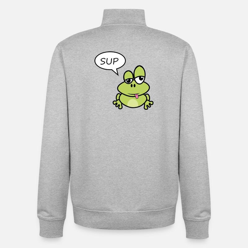 La petite grenouille dit salut - Sweat zippé unisexe en coton bio Stanley/Stella - gris chiné