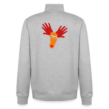 Reindeer head with orange snout - Unisex Organic Zip Sweatshirt by Stanley/Stella - heather grey - Back - AI Model Male 185 light (185cm)