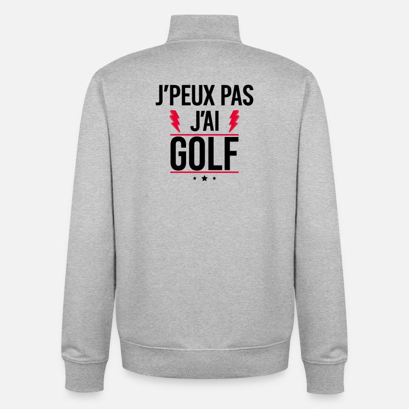 J’peux pas j’ai golf Humour Golf - Sweat zippé unisexe en coton bio Stanley/Stella - gris chiné