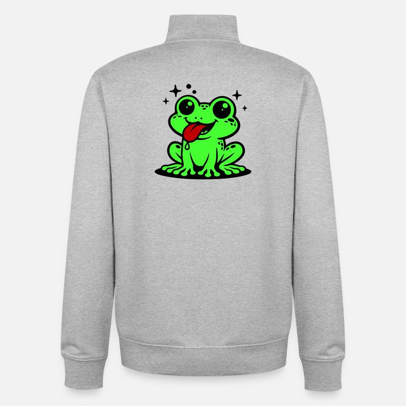 Toad Comic Frog - Unisex Organic Zip Sweatshirt by Stanley/Stella - heather grey