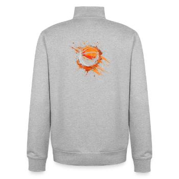 Art de rue du basket-ball - Sweat zippé unisexe en coton bio Stanley/Stella - gris chiné - Dos - AI Model Male 185 light (185cm)