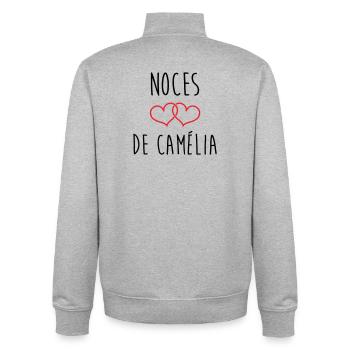 Camellias Hochzeit 51 Jahre Ehe - Unisex Organic Zip Sweatshirt von Stanley/Stella - Grau meliert - Hinten - AI Model Male 185 light (185cm)
