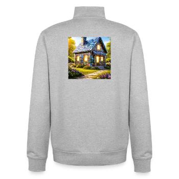 Mosaic Cottage: Buntes Haus - Unisex Organic Zip Sweatshirt von Stanley/Stella - Grau meliert - Hinten - AI Model Male 185 light (185cm)