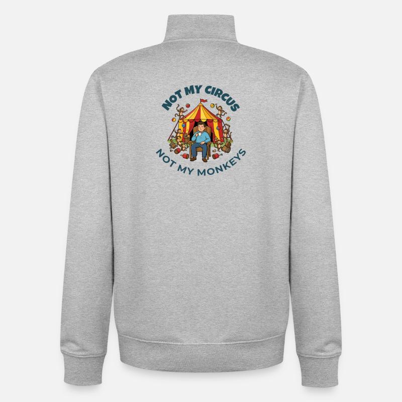 Pas mon cirque, pas mes singes - Sweat zippé unisexe en coton bio Stanley/Stella - gris chiné