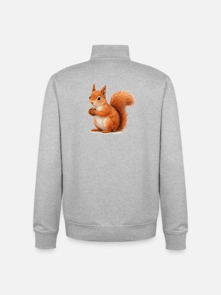Eichhörnchen mit Eichel Illustration - Unisex Organic Zip Sweatshirt von Stanley/Stella - Grau meliert