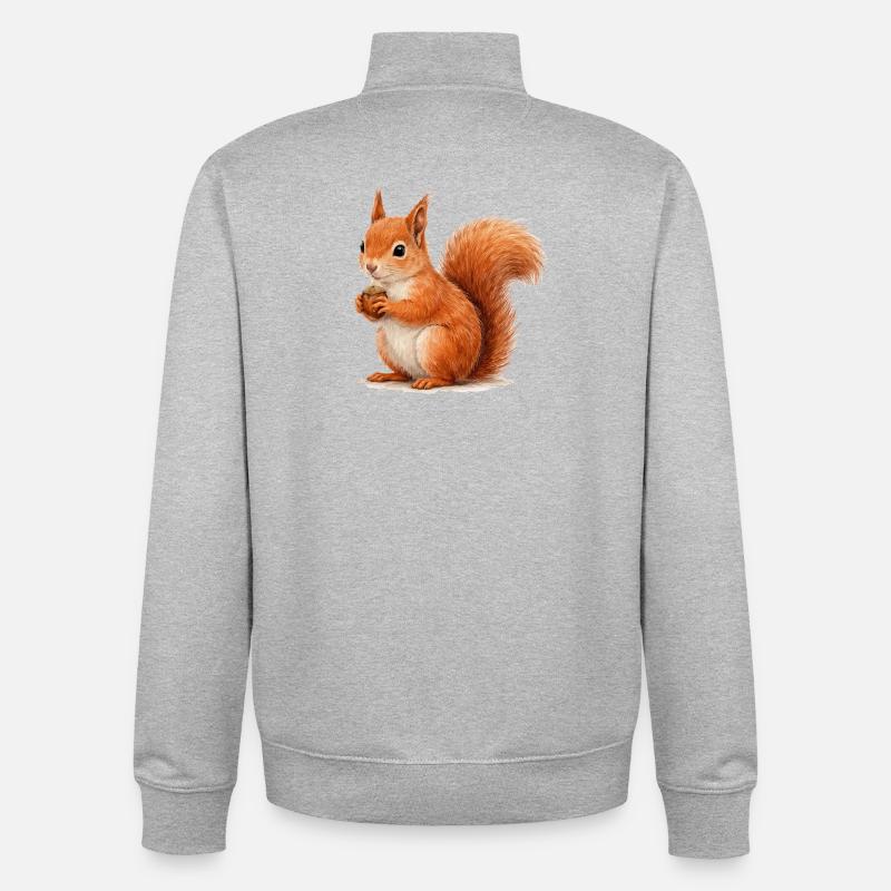 Eichhörnchen mit Eichel Illustration - Unisex Organic Zip Sweatshirt von Stanley/Stella - Grau meliert