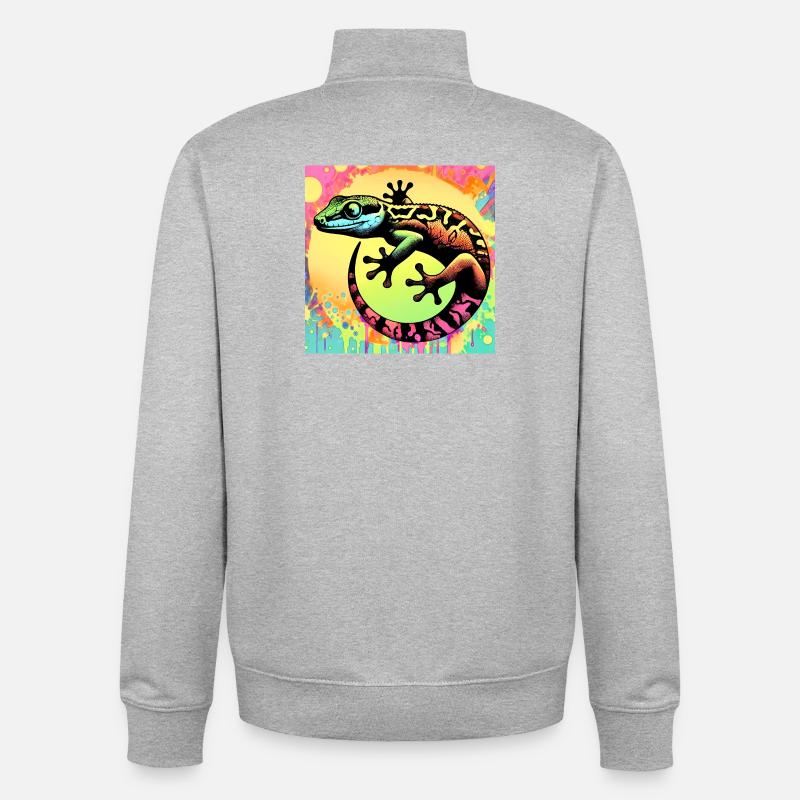 Gecko - Sweat zippé unisexe en coton bio Stanley/Stella - gris chiné