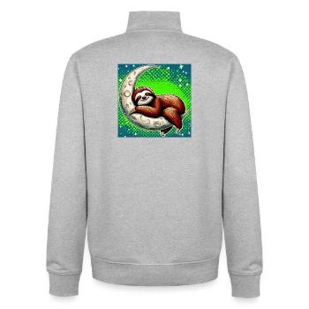 La paresse dort sur la Lune - Sweat zippé unisexe en coton bio Stanley/Stella - gris chiné - Dos - AI Model Male 185 light (185cm)