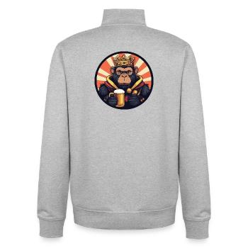 Bière de singe drôle - Sweat zippé unisexe en coton bio Stanley/Stella - gris chiné - Dos - AI Model Male 185 light (185cm)