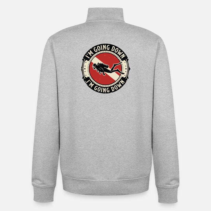 Drapeau de plongée sous-marine descendant rétro - Sweat zippé unisexe en coton bio Stanley/Stella - gris chiné