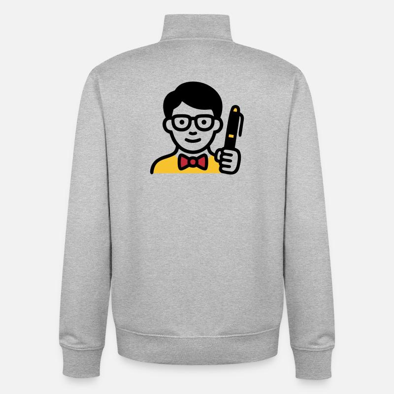 Lehrer Professor Brille Comic - Unisex Organic Zip Sweatshirt von Stanley/Stella - Grau meliert