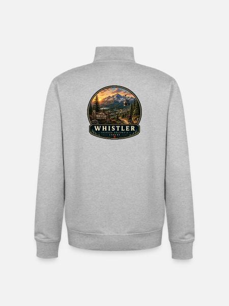 Whistler Mountain Biking Canada Vacation Gondola - Unisex Organic Zip Sweatshirt by Stanley/Stella - heather grey