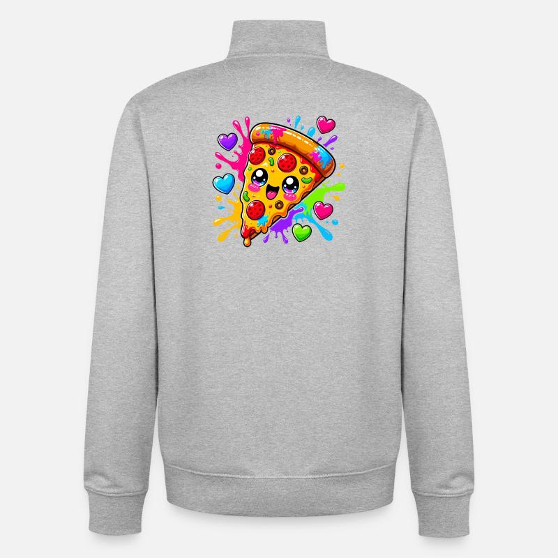 Une jolie part de pizza - Sweat zippé unisexe en coton bio Stanley/Stella - gris chiné