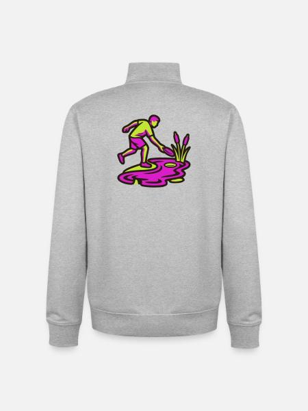 Discgolf Wasserhindernis Icon - Unisex Organic Zip Sweatshirt by Stanley/Stella - heather grey