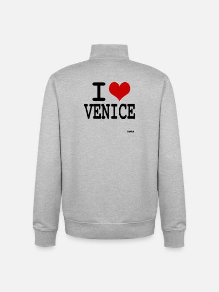 i love venice by wam - Unisex Organic Zip Sweatshirt by Stanley/Stella - heather grey
