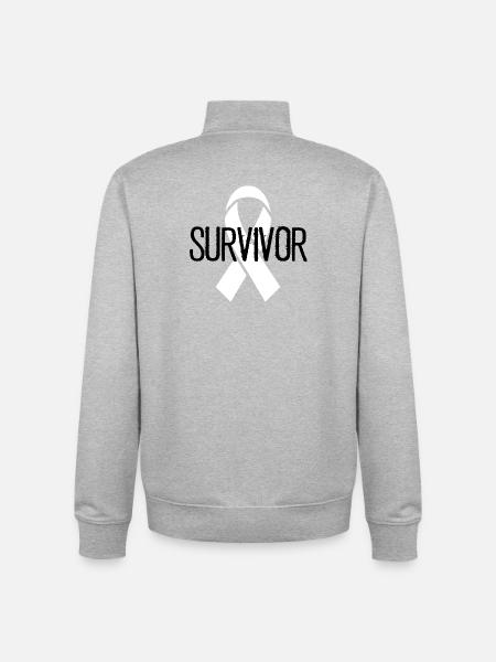 Rugged Ribbon Awareness - Unisex Organic Zip Sweatshirt by Stanley/Stella - heather grey