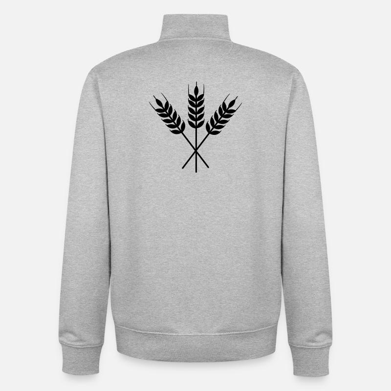 Trois tiges de grain - Sweat zippé unisexe en coton bio Stanley/Stella - gris chiné
