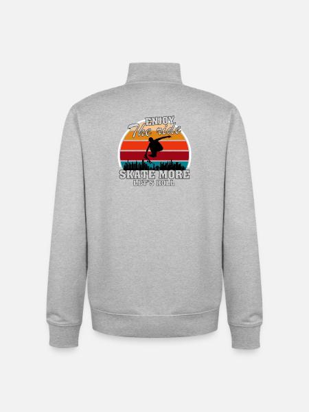 Urban Skateboarding: Soar over the city - Unisex Organic Zip Sweatshirt by Stanley/Stella - heather grey