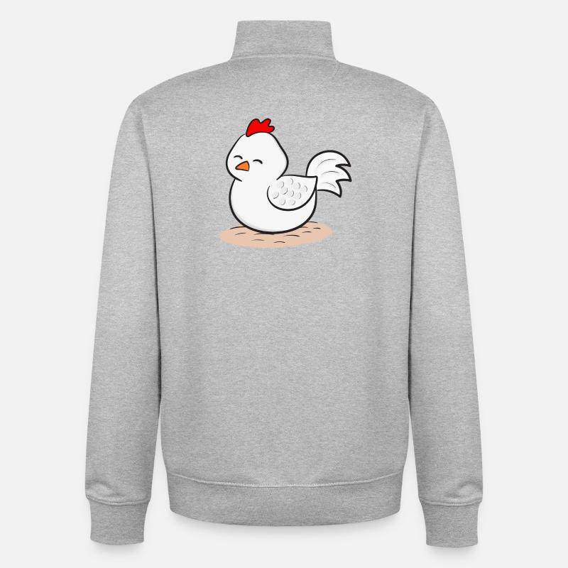 Poulets - Sweat zippé unisexe en coton bio Stanley/Stella - gris chiné