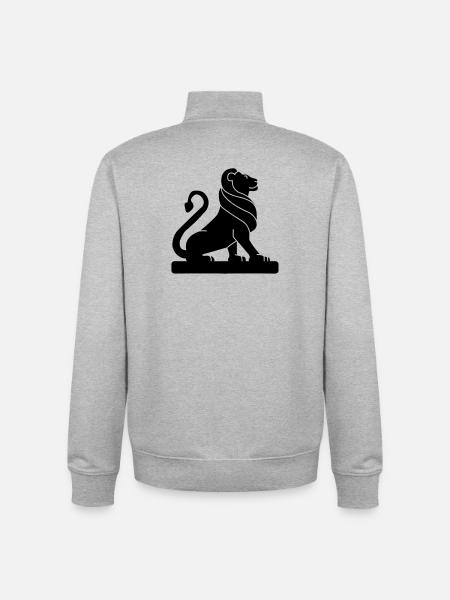 Lion heraldry shadow figure - Unisex Organic Zip Sweatshirt by Stanley/Stella - heather grey