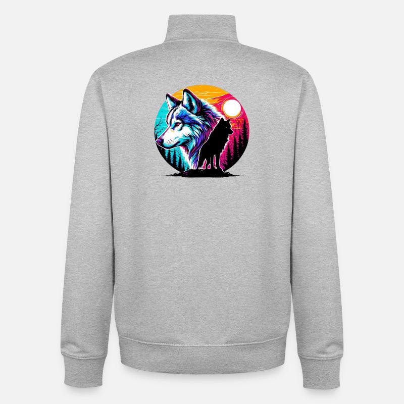 Loup - Sweat zippé unisexe en coton bio Stanley/Stella - gris chiné