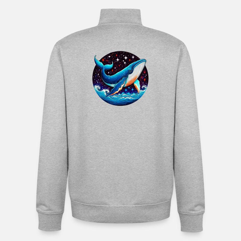Baleine - Sweat zippé unisexe en coton bio Stanley/Stella - gris chiné