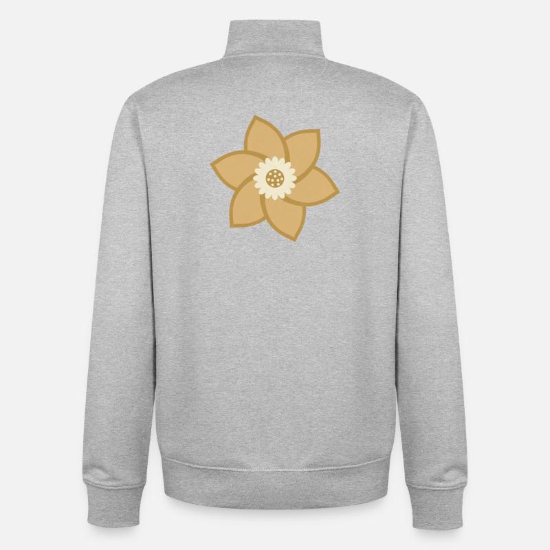 Fleur d’or et crème - Sweat zippé unisexe en coton bio Stanley/Stella - gris chiné