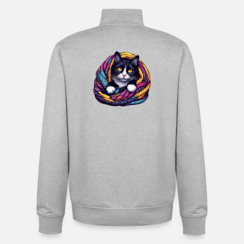 Chat - Sweat zippé unisexe en coton bio Stanley/Stella - gris chiné