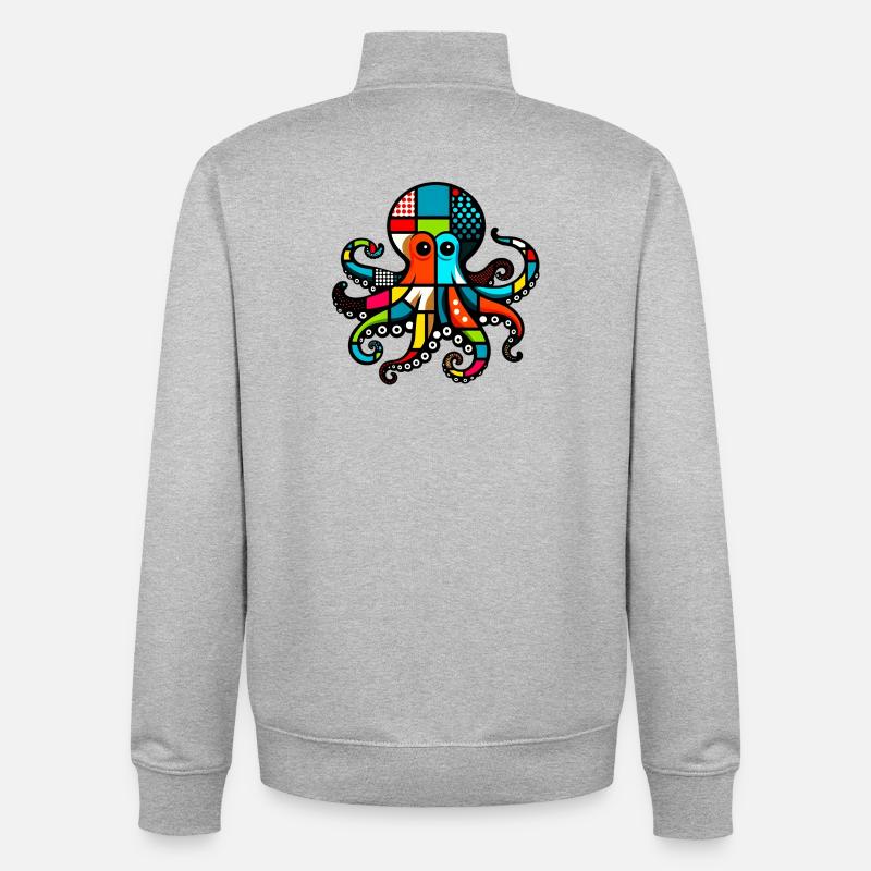 Octopus - Unisex Organic Zip Sweatshirt by Stanley/Stella - heather grey