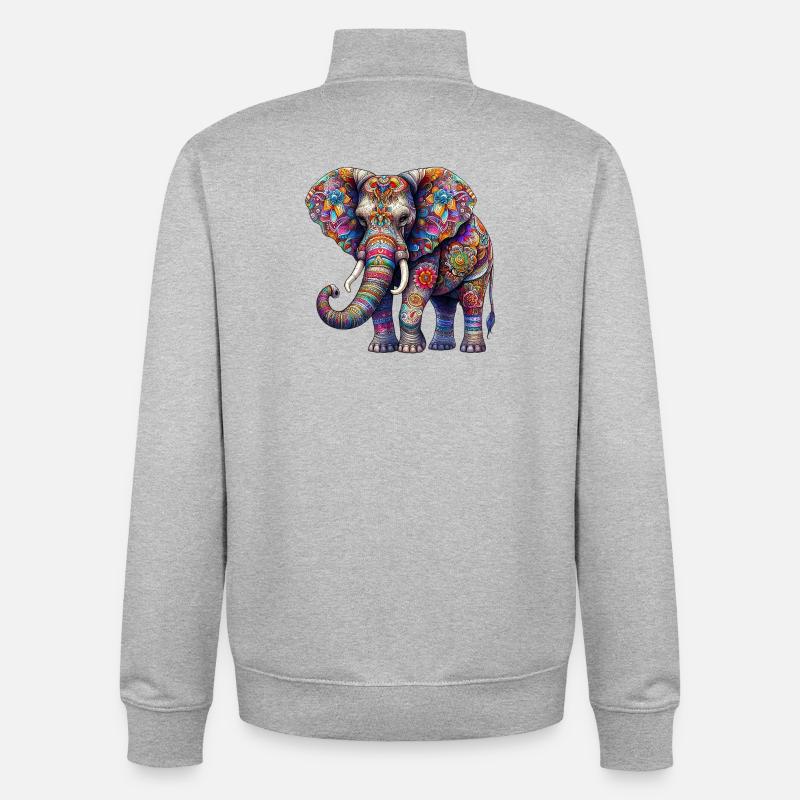 Éléphant - Sweat zippé unisexe en coton bio Stanley/Stella - gris chiné