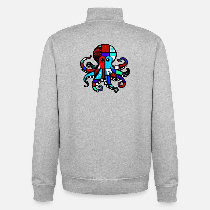 Octopus - Unisex Organic Zip Sweatshirt by Stanley/Stella - heather grey