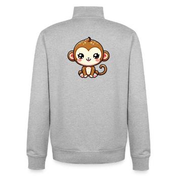 Affe - Unisex Organic Zip Sweatshirt von Stanley/Stella - Grau meliert - Hinten - AI Model Male 185 light (185cm)