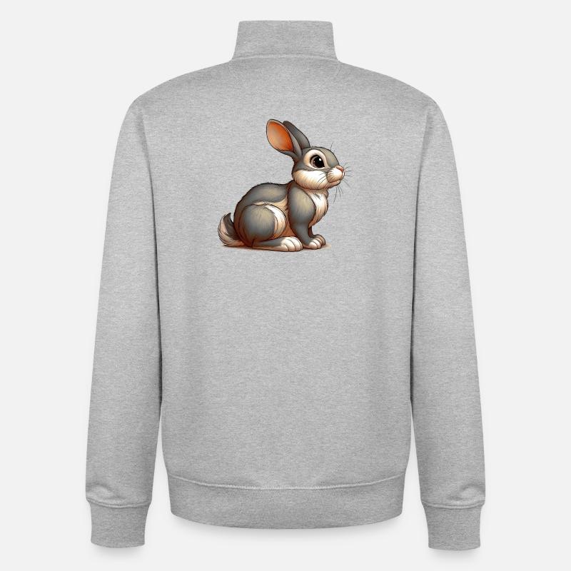 Lapin - Sweat zippé unisexe en coton bio Stanley/Stella - gris chiné