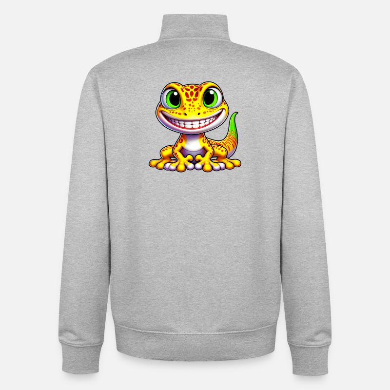 Gecko - Sweat zippé unisexe en coton bio Stanley/Stella - gris chiné