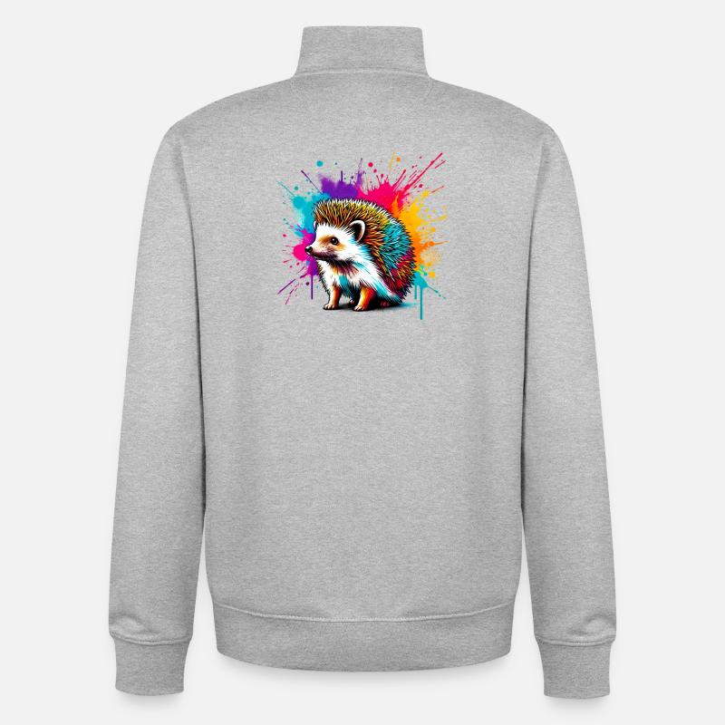 Hérisson - Sweat zippé unisexe en coton bio Stanley/Stella - gris chiné