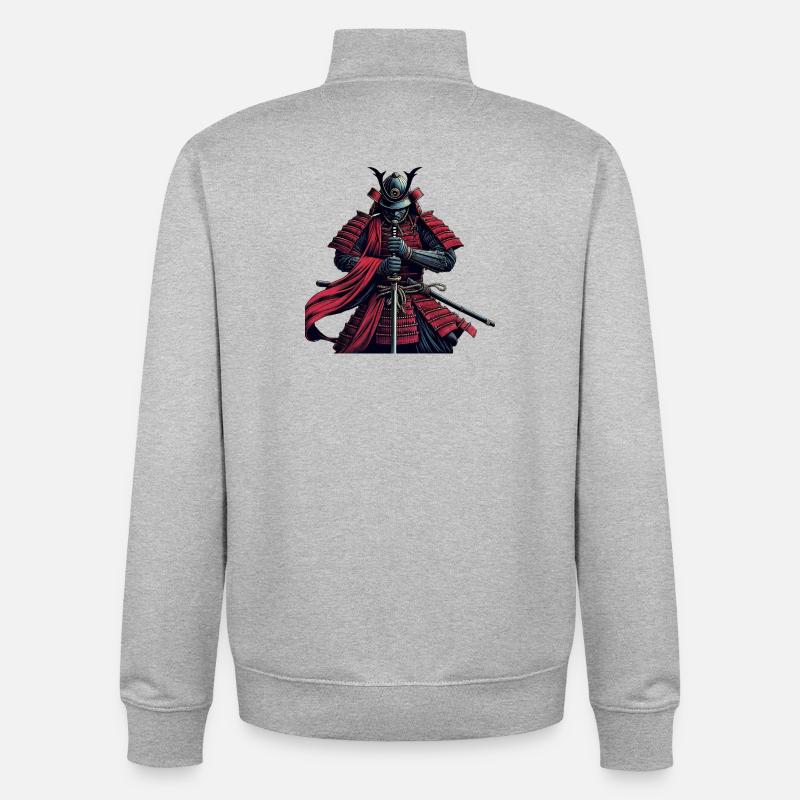 Bushido du guerrier samouraï - Sweat zippé unisexe en coton bio Stanley/Stella - gris chiné