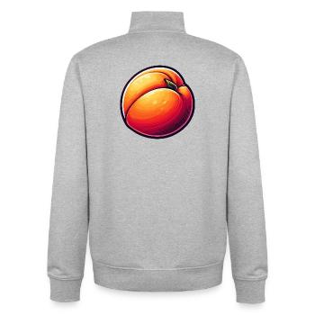 Peach Illustration Vibrant Nature Art - Sweat zippé unisexe en coton bio Stanley/Stella - gris chiné - Dos - AI Model Male 185 light (185cm)